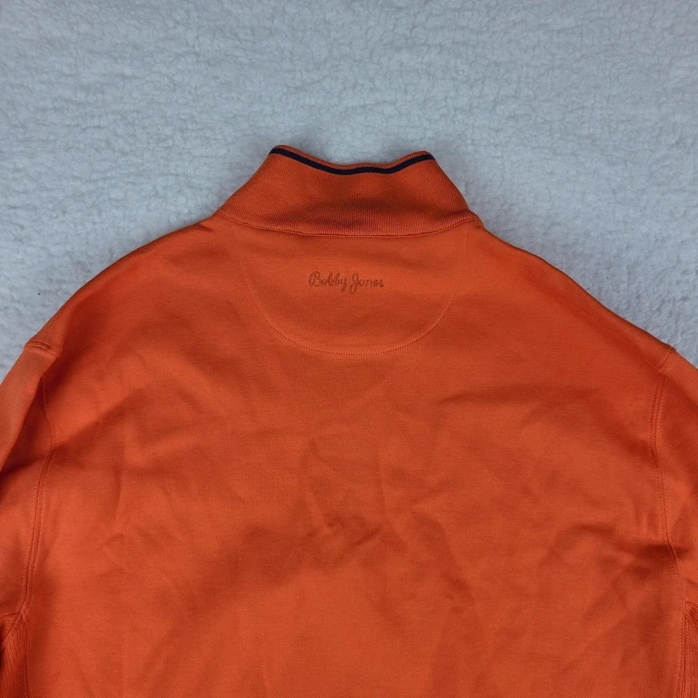 Bobby Jones Sweater Mens Large Orange‎ Solid Quarter Zip Peruvian Pima Cotton